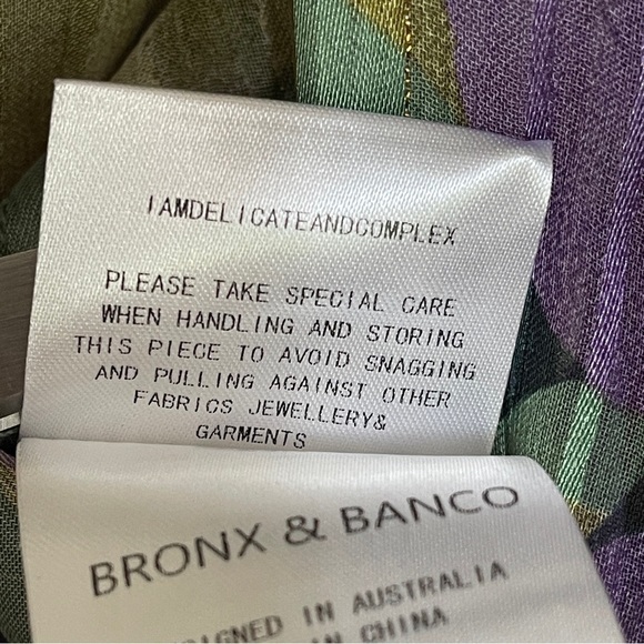 BRONX AND BANCO Tropics Bodysuit | US 8/L | Balloon Sleeve | Green Multi - Picture 13 of 14